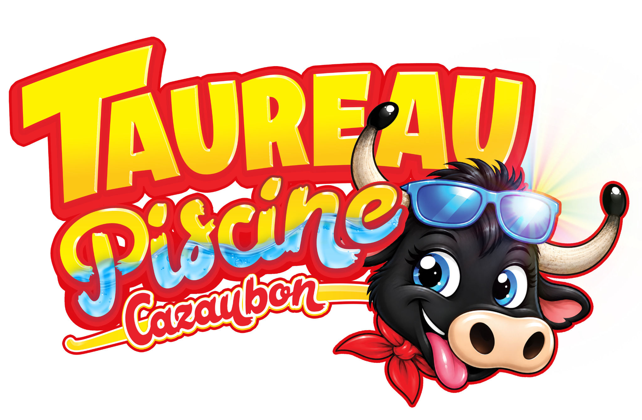 Mascotte et logo Taureau Piscine Cazaubon